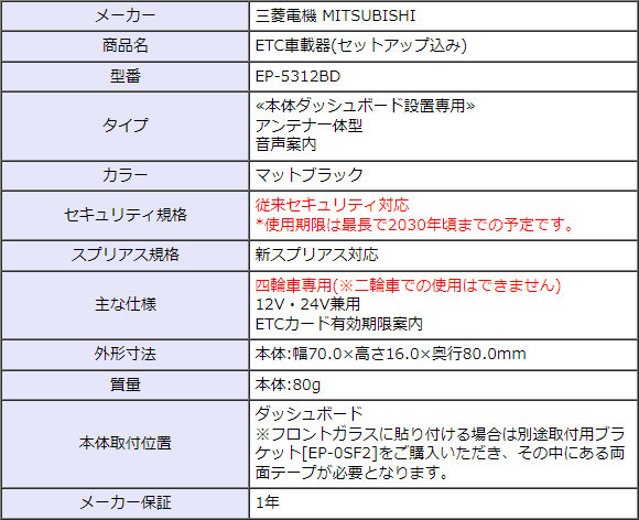 Etc車載器 セットアップ込み 従来セキュリティ対応 本体ダッシュボード設置専用 アンテナ一体型 音声案内 三菱電機 Mitsubishi イドサワ Com 会員専用 ページ